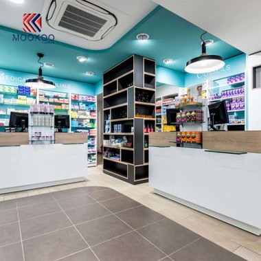 طراحی پیشخوان فروشگاه خرده فروشی داروخانه